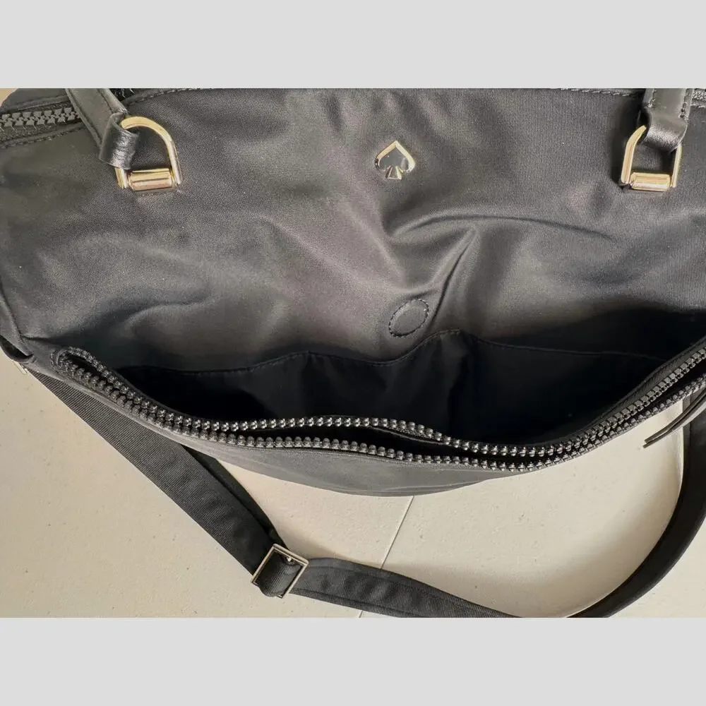 Kate Spade Chelsea Jae medium Satchel black nylon tote gold tone hardware